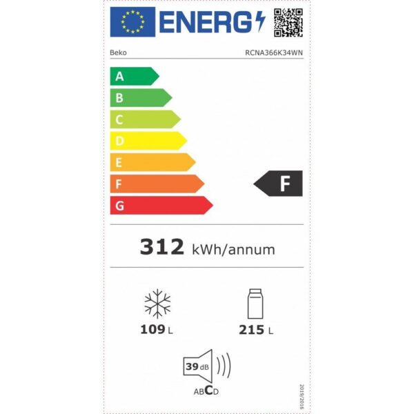 Réfrigérateur combi BEKO RCNA366K34WN – Image 2