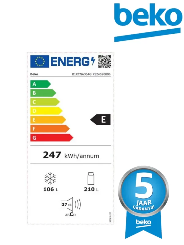 Réfrigérateur combi BEKO Selective B1RCNA364G – Image 2