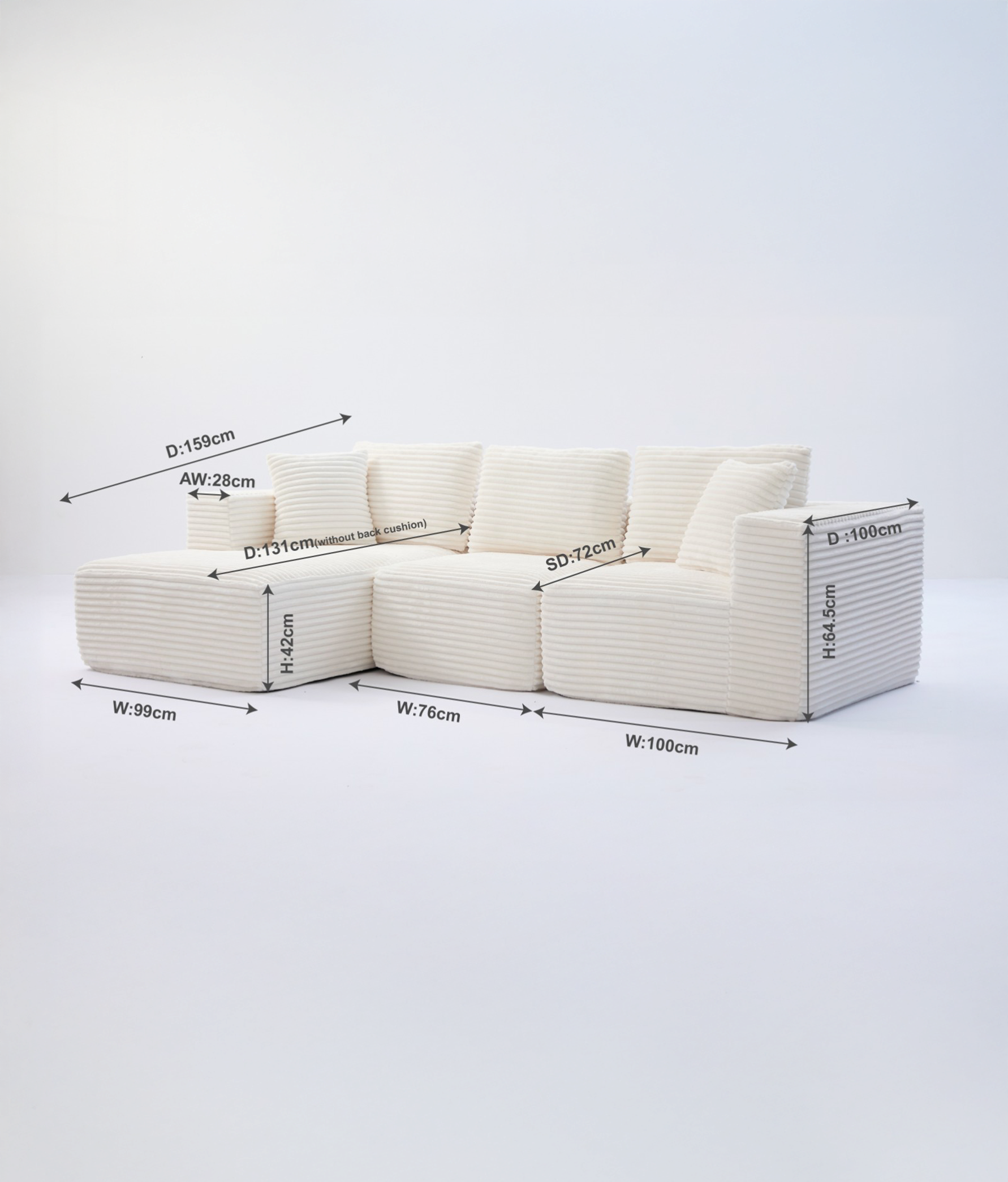 Canapé d'angle A.F Ivoire – Image 2